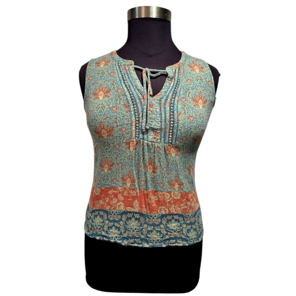 Daniel Rainn Women's Tank Top Size Medium Boho Bohemian Sleeveless Rayon V neck